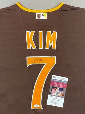 SAN DIEGO PADRES- HA-SEONG KIM AUTOGRAPH #7 NIKE JERSEY JSA AS72933 - Image 1 of 4