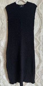 PERUVIAN CONNECTION Boucle Knit 100% ALPACA DRESS black Long Stretch Sweater S M - Picture 1 of 9