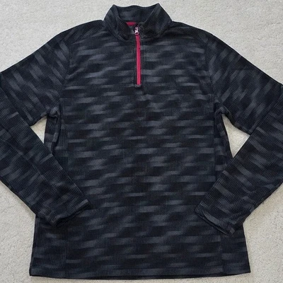 Exertek Men's Gray Black Print Fleece 1/4 Zip Pullover Top Size S Small - Image 1 of 4