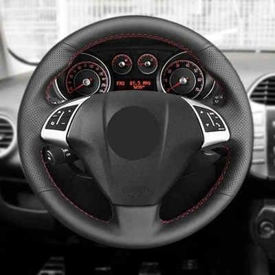 Cubierta de cuero para volante de coche Fiat Bravo Punto Linea 2007-2019 Foto 1 de 4
