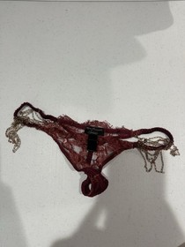 Agent Provocateur Lace Floral Thong Panties with Chain Accent Mesh Stretch