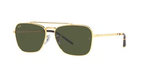 RAY BAN | NEW | NEW CARAVAN LARGE | 3636 919631 | GOLD | GREEN - Picture 1 of 4