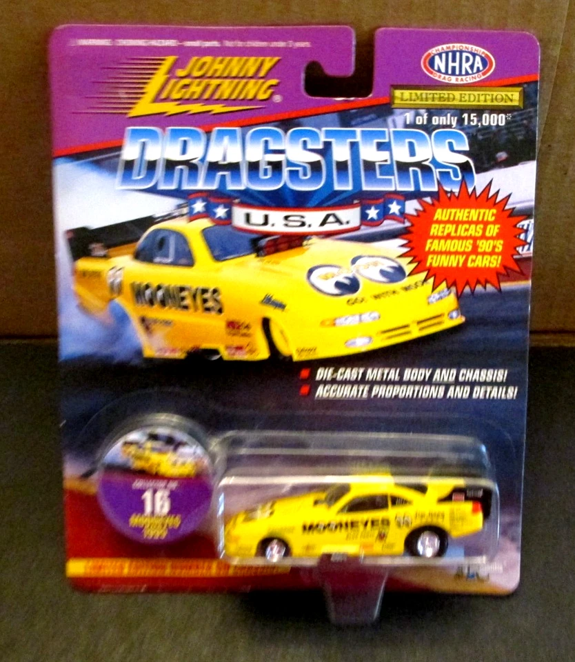 VTG Johnny Lightning Dragsters 1995 Mooneyes Yellow NHRA Collector No 16 NOS - Image 1 of 2