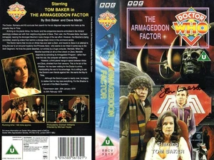 Doctor Who: THE ARMAGEDDON FACTOR VHS Cover Signed by JOHN LEESON - Imagen 1 de 1