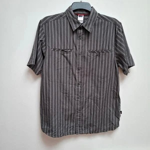 north face shirts men short sleeve medium grey striped cotton blend Lightweight - Picture 1 of 5