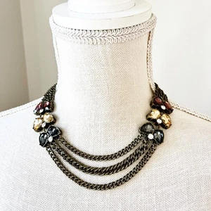 Chloe + Isabel 3-Strand Chain & Flower Rhinestone Necklace - Picture 1 of 9