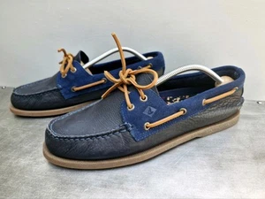 Sperry Mens Shoes Top Sider Size UK 9.5 Original 2-Eye Boat Shoes Blue - Picture 1 of 17