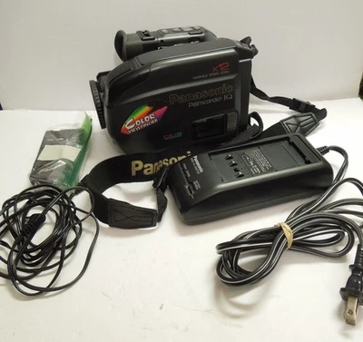 Vintage Panasonic Palmcorder IQ PV-IQ244 VHS-C Camcorder 1994 + Charger + Case - Image 1 of 4