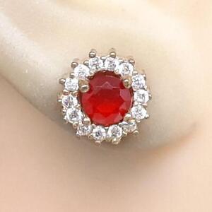 Deco 1.40ctw Ruby & White Sapphire 14K Yellow Gold 925 Stud Earrings