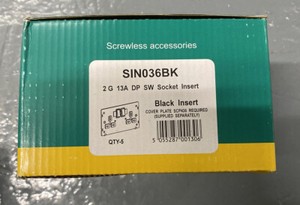 5 X 2 Gang 13A Double Pole Switched Socket Insert Black - SIN036BK