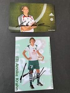 2 x ANNIKE KRAHN DFB 2016 Olympic Champion Signed 2 Autograph Cards 10x15