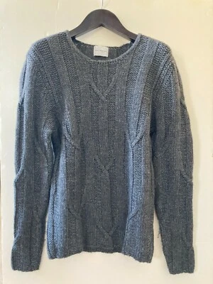BALLANTYNE Charcoal Cableknit Wool-Alpaca Sweater 50/M Chunky Knit - Image 1 of 4