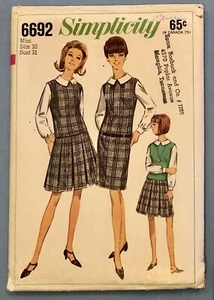Simplicity Sewing Pattern 6692 Jumper Pleated Skirt Blouse Size 10 1966 - Picture 1 of 2