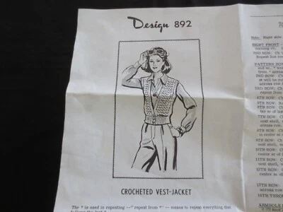Ladies CROCHETED VEST-JACKET PATTERN ONLY - Sizes 8-10, 12-14 - Design 892 - Image 1 of 4