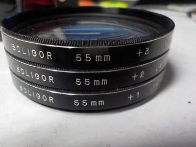 SOLIGOR 55mm Close-Up Filter Set +1 +2 +3 with Original Case for 3 JAPAN - Image 1 of 4