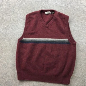 Vintage Structure Urban Wear Sweater Mens Large Maroon Wool V Neck Vest * - Picture 1 of 13