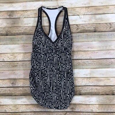 Liz Lange Maternity Women's Size M Swim Top Tankini Black White Polka Dot  - Image 1 of 3