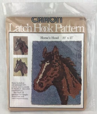 Caron Latch Hook Pattern Horses Head Pony NOS Printed Canvas Pattern  - Image 1 of 4