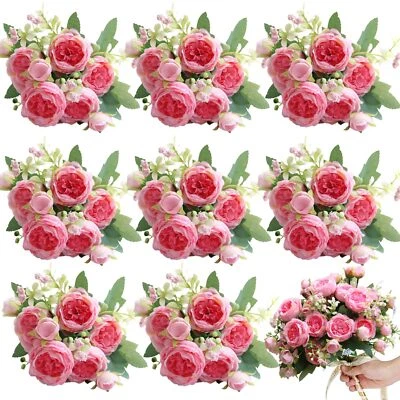 8 Piezas Flores Artificiales Rosa Falsas Peonías Seda Peonía para Decoración Imitación Peón... Foto 1 de 4