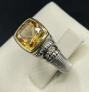 Anillo de citrino de plata esterlina/18 quilates Judith Ripka con diamantes - Imagen 1 de 15