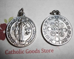 Medalla De San Benito - St Benedict - Lg Rd Silver tone OX Jubilee 1 1/8" Medal - Picture 1 of 3