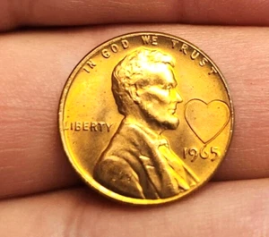 1965 HEART Penny One Cent Coin - Picture 1 of 2