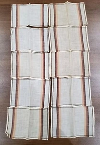 Vintage 1970's Linen Napkins Set of 10 Brown And Beige Striped Classics  - Picture 1 of 6