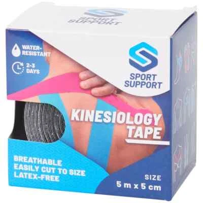 Bande de kinésiologie (noir) - 5m x 5cm - sans latex - Photo 1/2