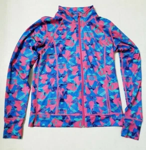 Zella Girl Size XL 14-16 Full Zip Jacket Bright Pink Blue Teal Geometric - Picture 1 of 6