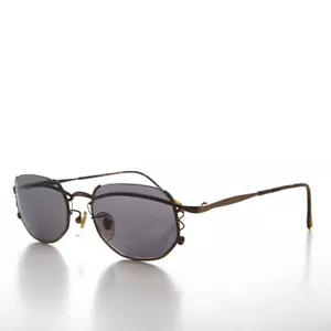 Bronze Semi-Rimless Cyber Core Vintage Sunglasses - Kaylen - Picture 1 of 3