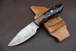 SKINNER DE ACERO DAMASCO HECHO A MANO 8" CON MANGO DE MADERA CON FUNDA - Imagen 1 de 7