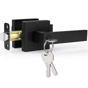 Entry Door Handle, Black Door Lever with Lock and Key, Entrance Door Lock Hea... - Picture 1 of 9