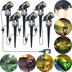 6Pcs LED Garden Spotlight Mains Outdoor Pathway Ground Waterproof Spike Lights - Picture 1 of 20