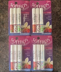 4 - 3 Packs Lip Balm Cherry, Raspberry, and Vanilla Soft Lips New READ - Picture 1 of 4