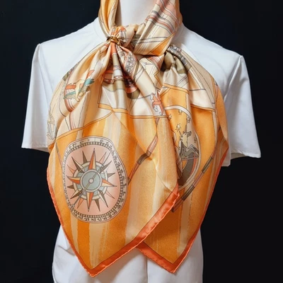 RARE VINTAGE HERMES Silk Scarf "Face Au Large" Carre 90 Duty-free US - Image 1 of 4
