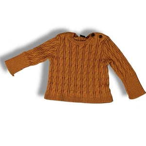 Suéter Pullover Baby Gap Cable Tejido Botones Amarillo Mostaza - Talla 3-6 Meses - Imagen 1 de 8