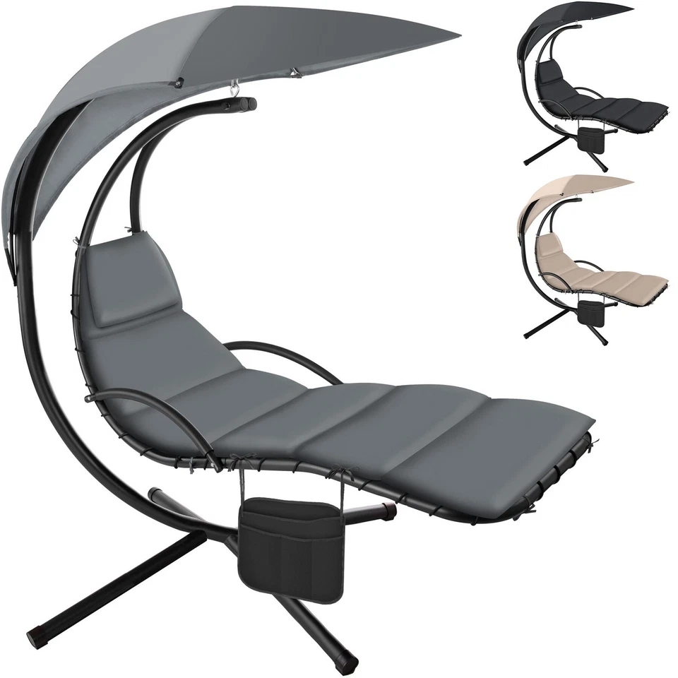 Hängeliege mit Gestell Schwingliege Sonnendach Gartenliege Schwebeliege Garten - Bild 1 von 1