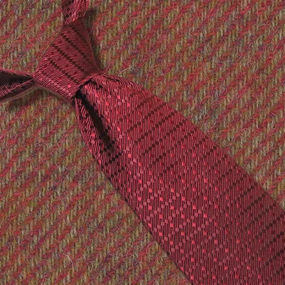Robert Talbott Men's 100% Silk Neck Tie Dark Red Solid Geo Texture Career Job - Image 1 of 4