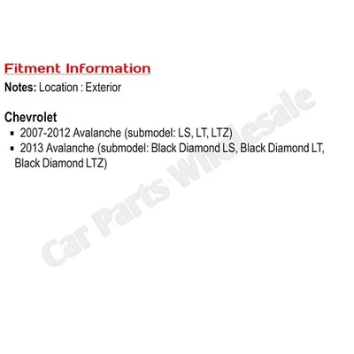 Manija del portón trasero para Chevrolet Avalanche 2007-2013 negra Foto 1 de 2