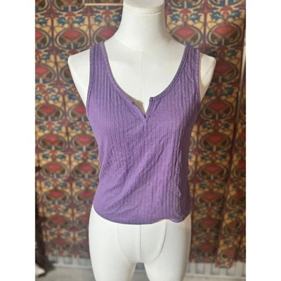 Regata American Eagle roxa com nervuras gola V sem mangas casual fofa - Imagem 1 de 3