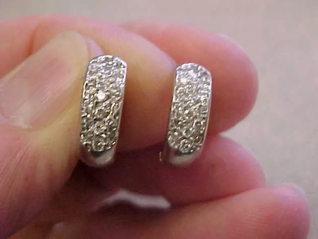 Beautiful .75 ctw Diamond Hoop Earrings 14k Yellow & White Gold  Make Offer  - Image 1 of 1