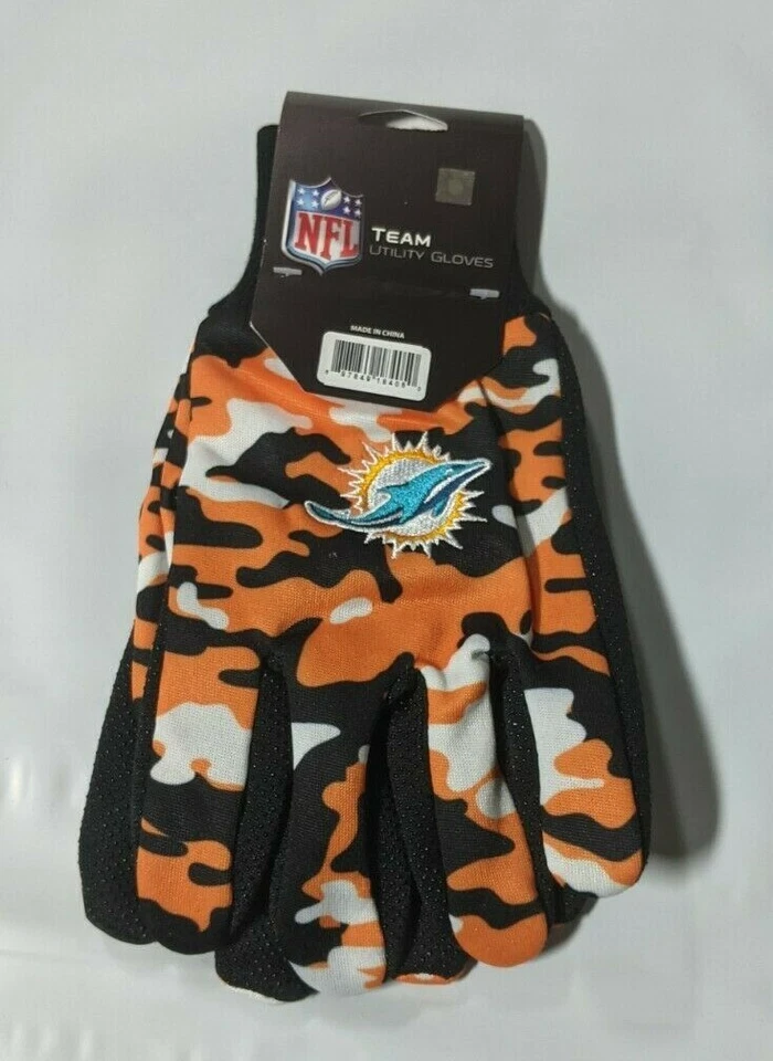 Miami Dolphins Camouflage Sports Utility Gloves Work gardening NEW CAMO - Image 1 of 1
