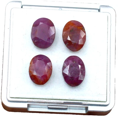 4 Pcs Natural African Ruby Untreated 14.7mm-15.7mm Oval Cut Loose Gemstones Lot - Image 1 of 4