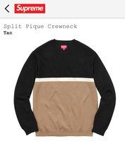 Supreme Split Pique Crewneck Size Large Tan FW17KN35 New FW17 Supreme New York 
