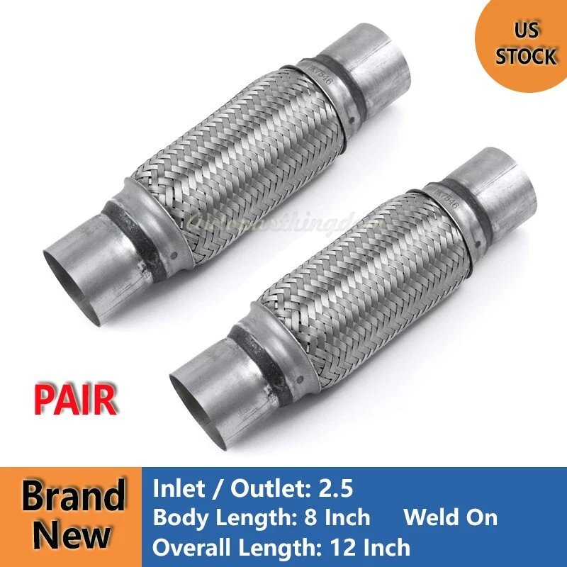 Remarkable Power Rk5213 - 2.5" X 8" Heavy Duty Stainless Steel Exhaust Flex Pipe