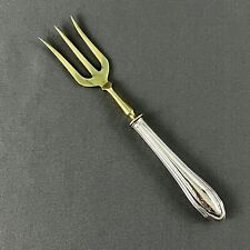 Vintage 800 Silver and Brass Olive or Relish Fork 3 Tines Hallmarked 6.25 in