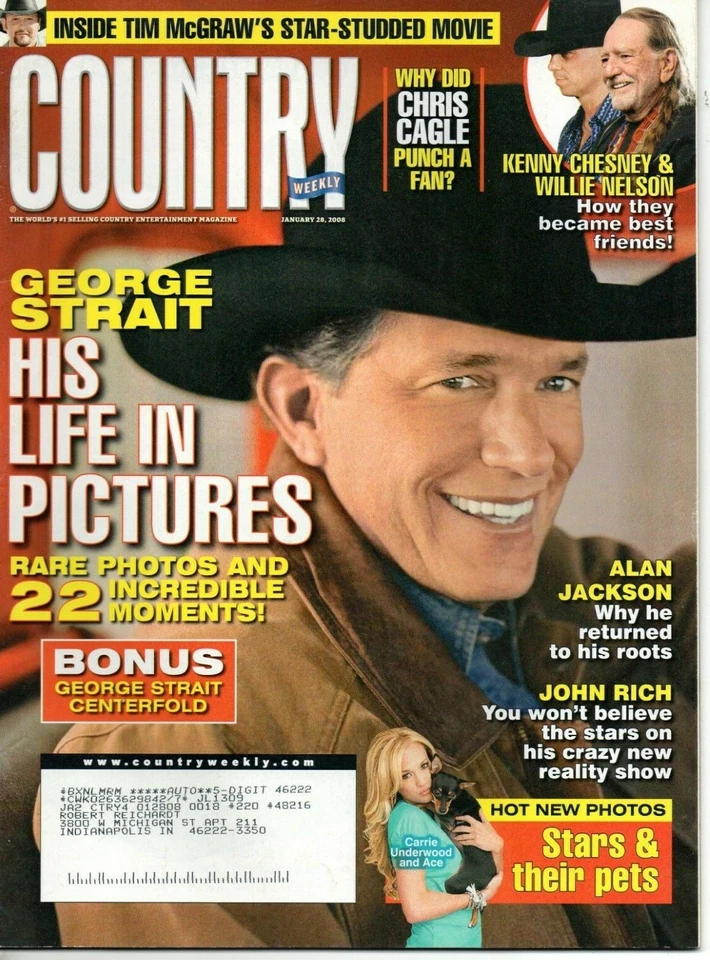 Country Weekly Magazine January 28 2008 George Strait Centerfold Jack Clement - Image 1 of 3