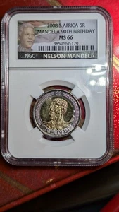 2008 South Africa 5 Rand Nelson Mandela's 90th Birthday Coin NGC MS66 — #3 - Picture 1 of 2