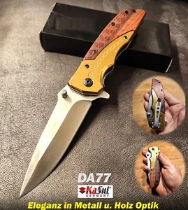 KaSul®| Taschenmesser DA77- Gold Farbe+ Holz Klappmesser Camping Outdoor Messer