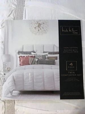 Nicole Miller Home 4 件套双舒适套装 带金属装饰 全新  — 第 1/4 张图片